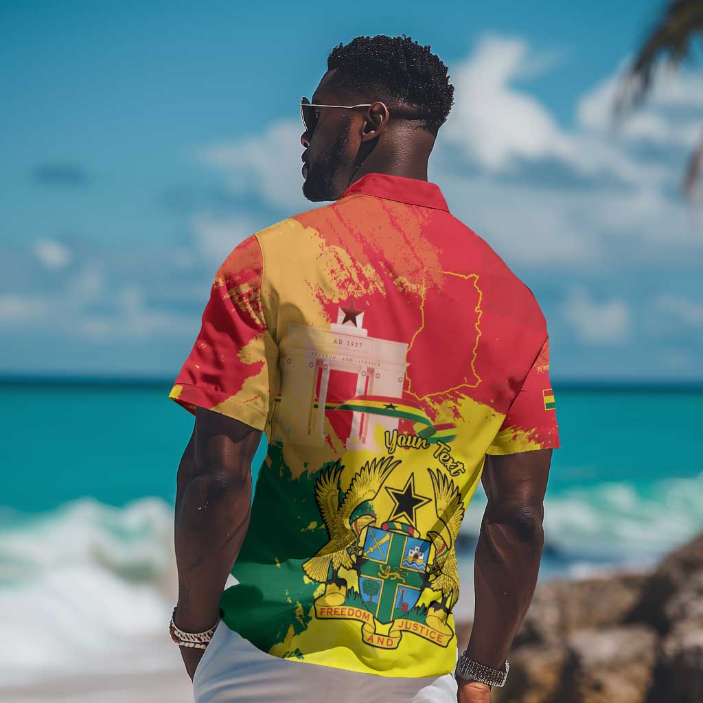 Personalized Ghana Republic Day Hawaiian Shirt Black Star Square - Grunge Style LT15