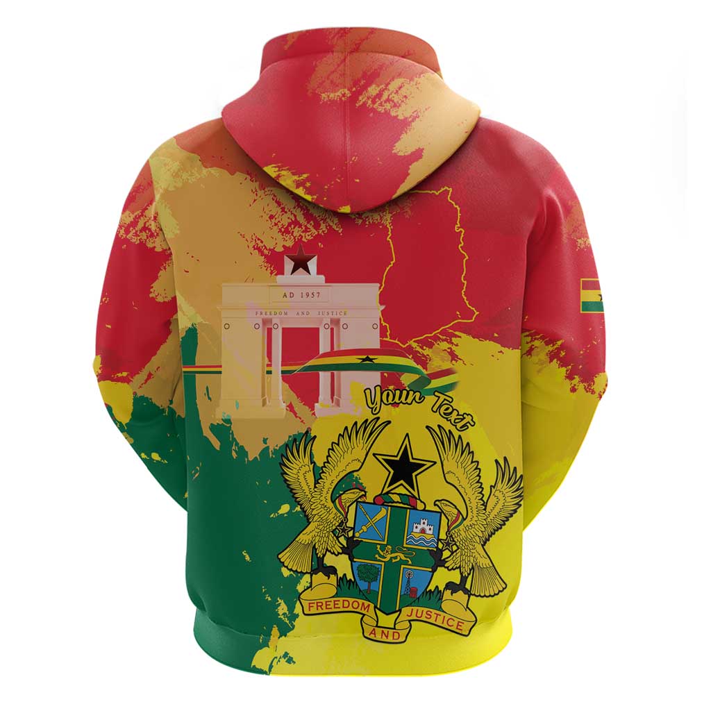 Personalized Ghana Republic Day Hoodie Black Star Square With Coat Of Arms LT15