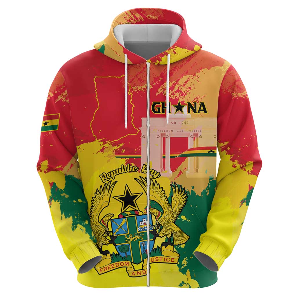 Personalized Ghana Republic Day Hoodie Black Star Square With Coat Of Arms LT15