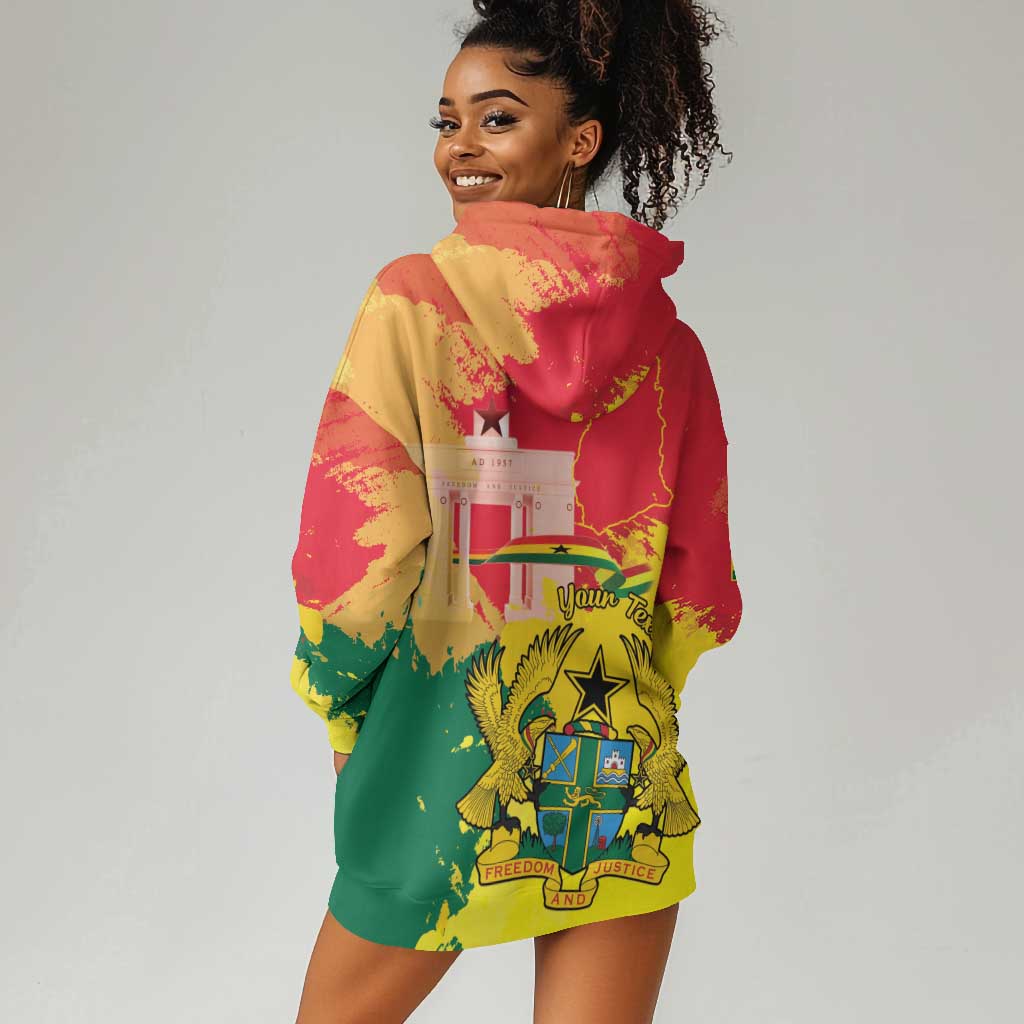 Personalized Ghana Republic Day Hoodie Dress Black Star Square - Grunge Style LT15