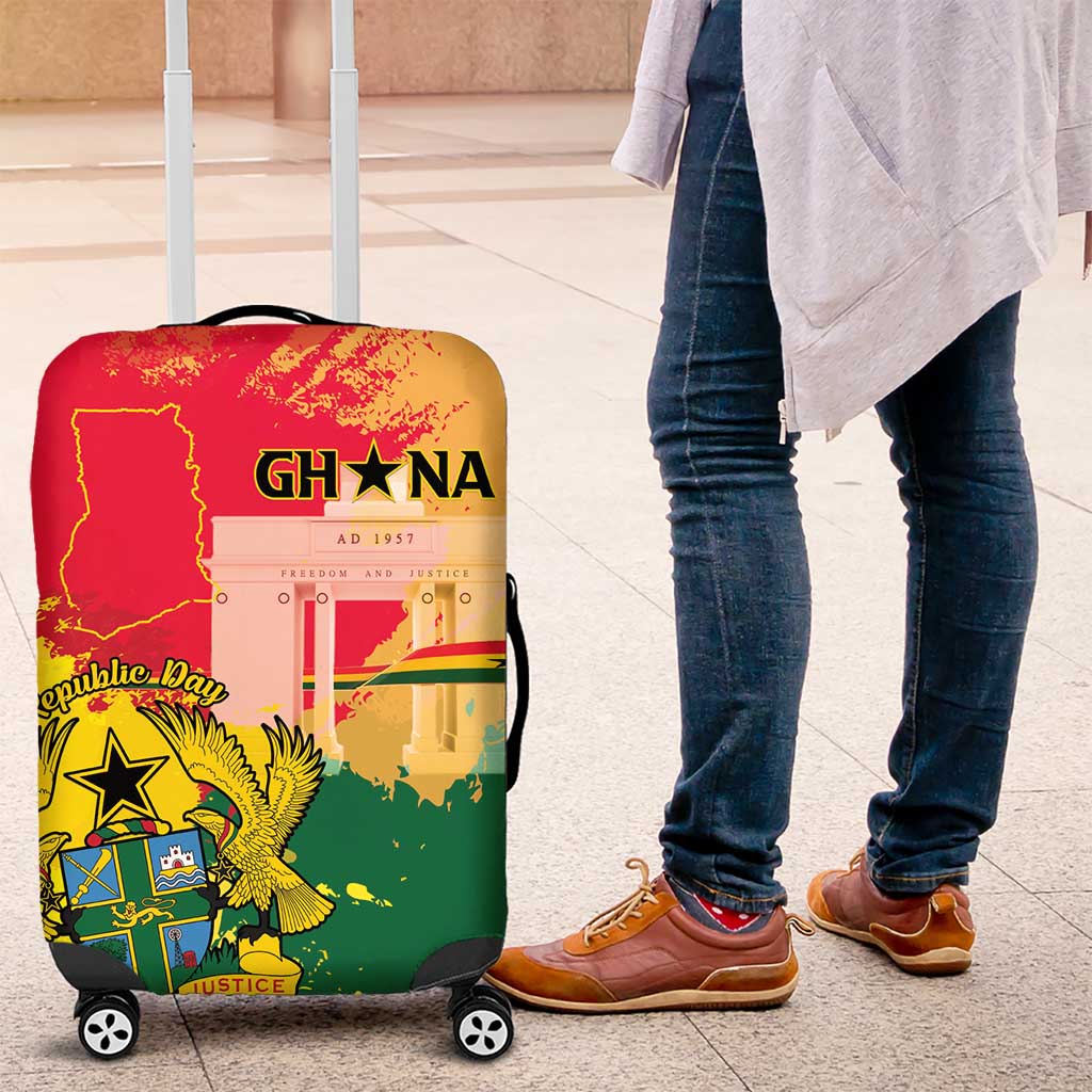 Ghana Republic Day Luggage Cover Black Star Square With Coat Of Arms LT15
