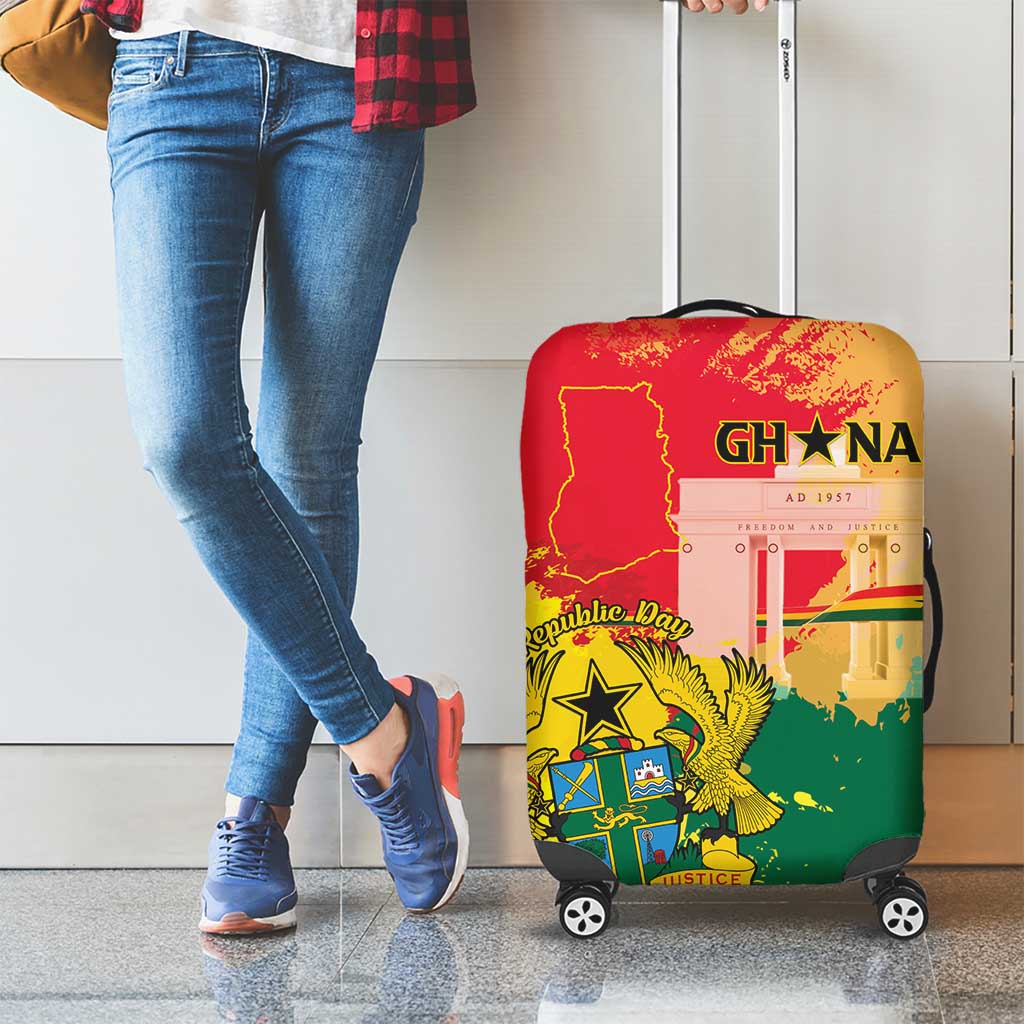 Ghana Republic Day Luggage Cover Black Star Square With Coat Of Arms LT15
