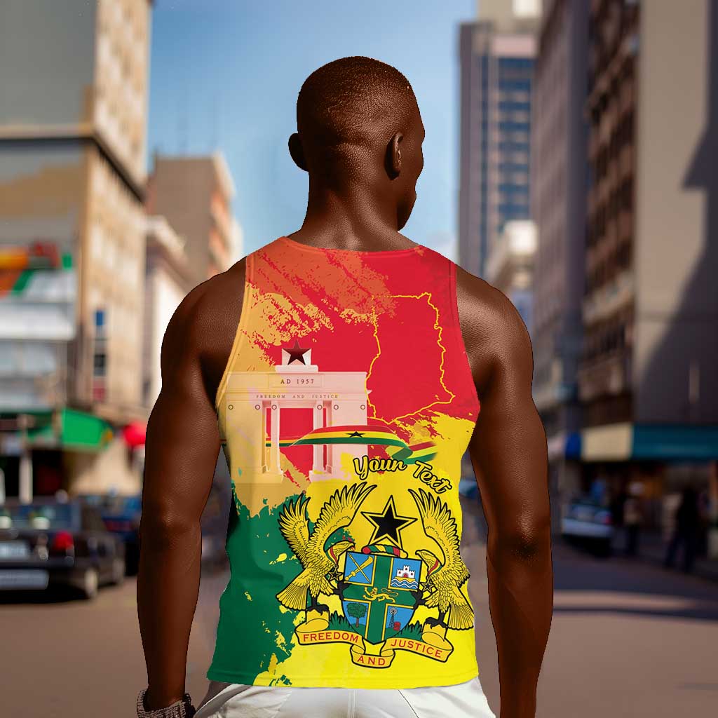 Personalized Ghana Republic Day Men Tank Top Black Star Square - Grunge Style LT15