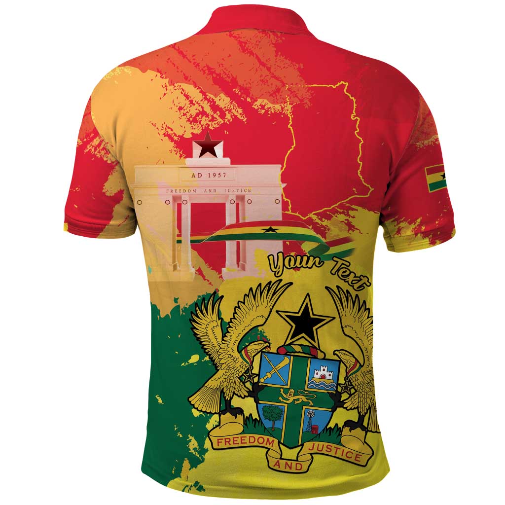 Personalized Ghana Republic Day Polo Shirt Black Star Square With Coat Of Arms LT15