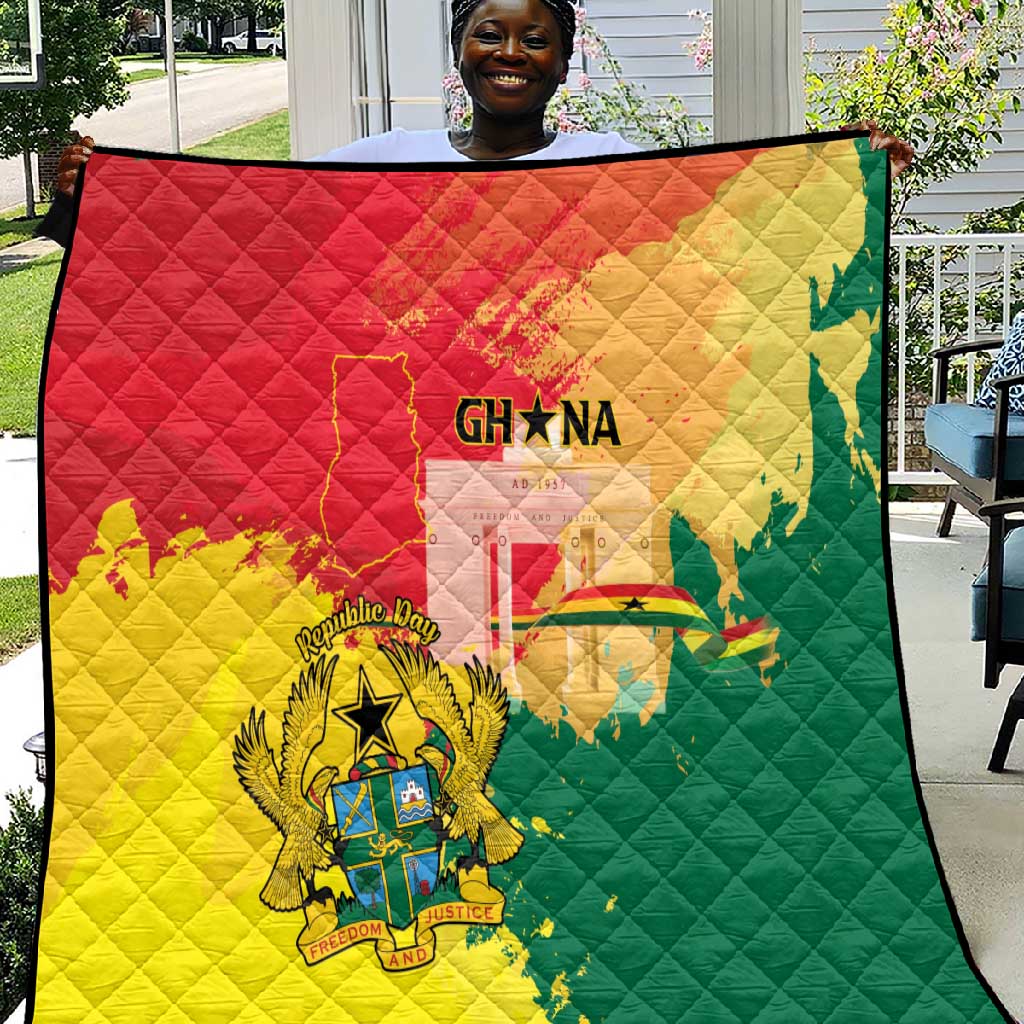 Ghana Republic Day Quilt Black Star Square - Grunge Style LT15