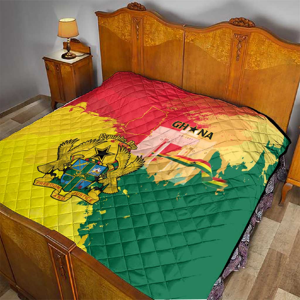 Ghana Republic Day Quilt Black Star Square - Grunge Style LT15
