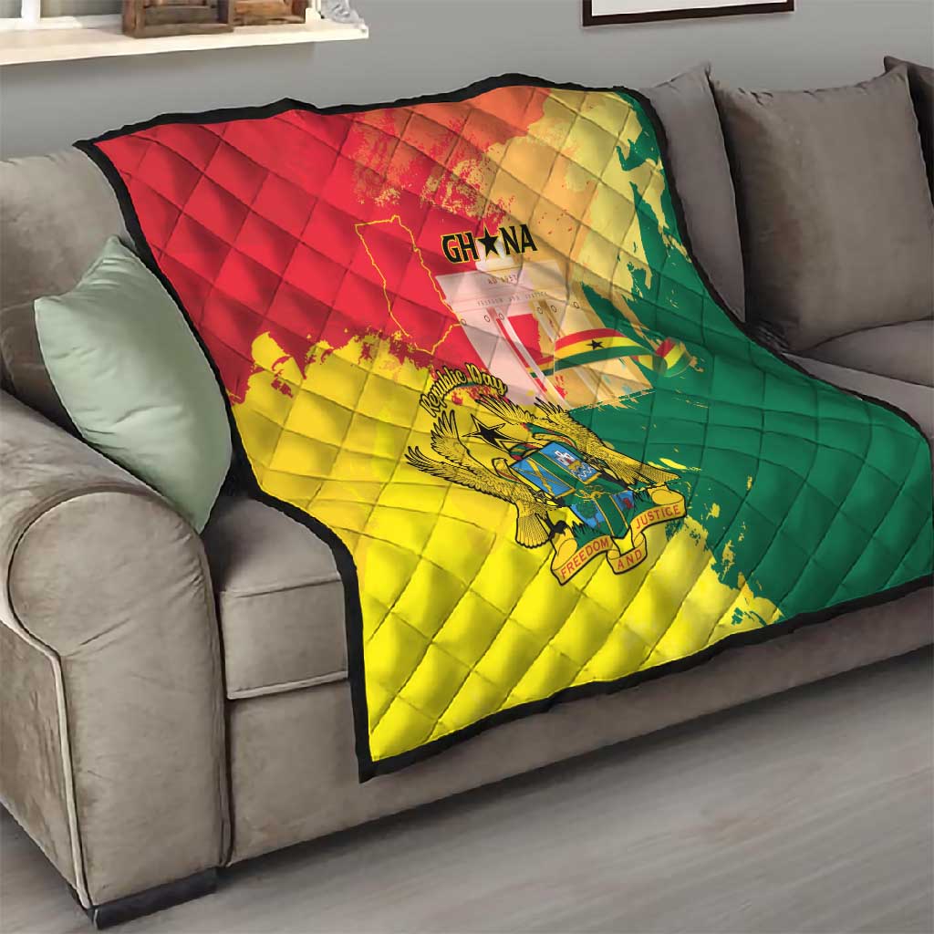 Ghana Republic Day Quilt Black Star Square - Grunge Style LT15
