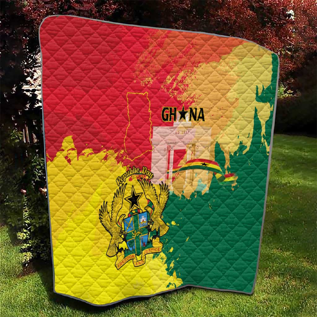 Ghana Republic Day Quilt Black Star Square - Grunge Style LT15