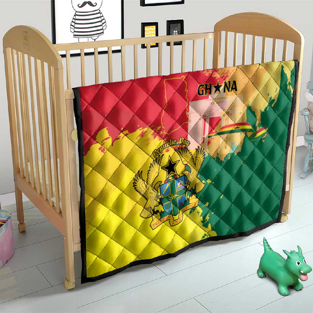 Ghana Republic Day Quilt Black Star Square - Grunge Style LT15