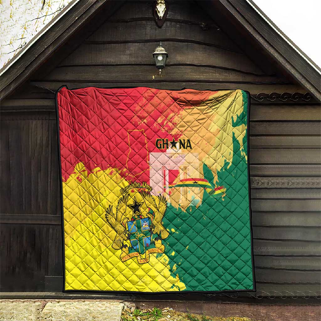 Ghana Republic Day Quilt Black Star Square - Grunge Style LT15