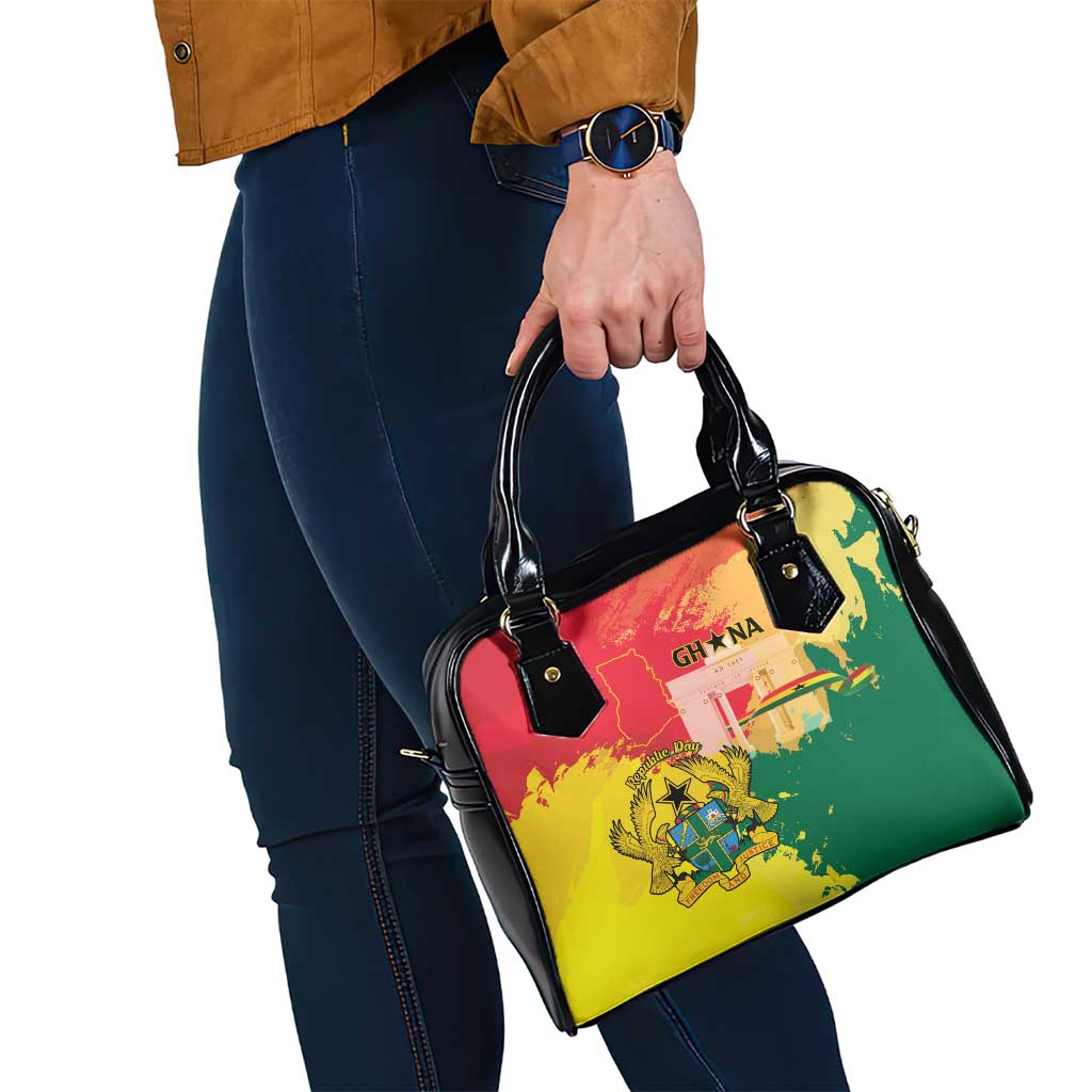 Ghana Republic Day Shoulder Handbag Black Star Square With Coat Of Arms LT15