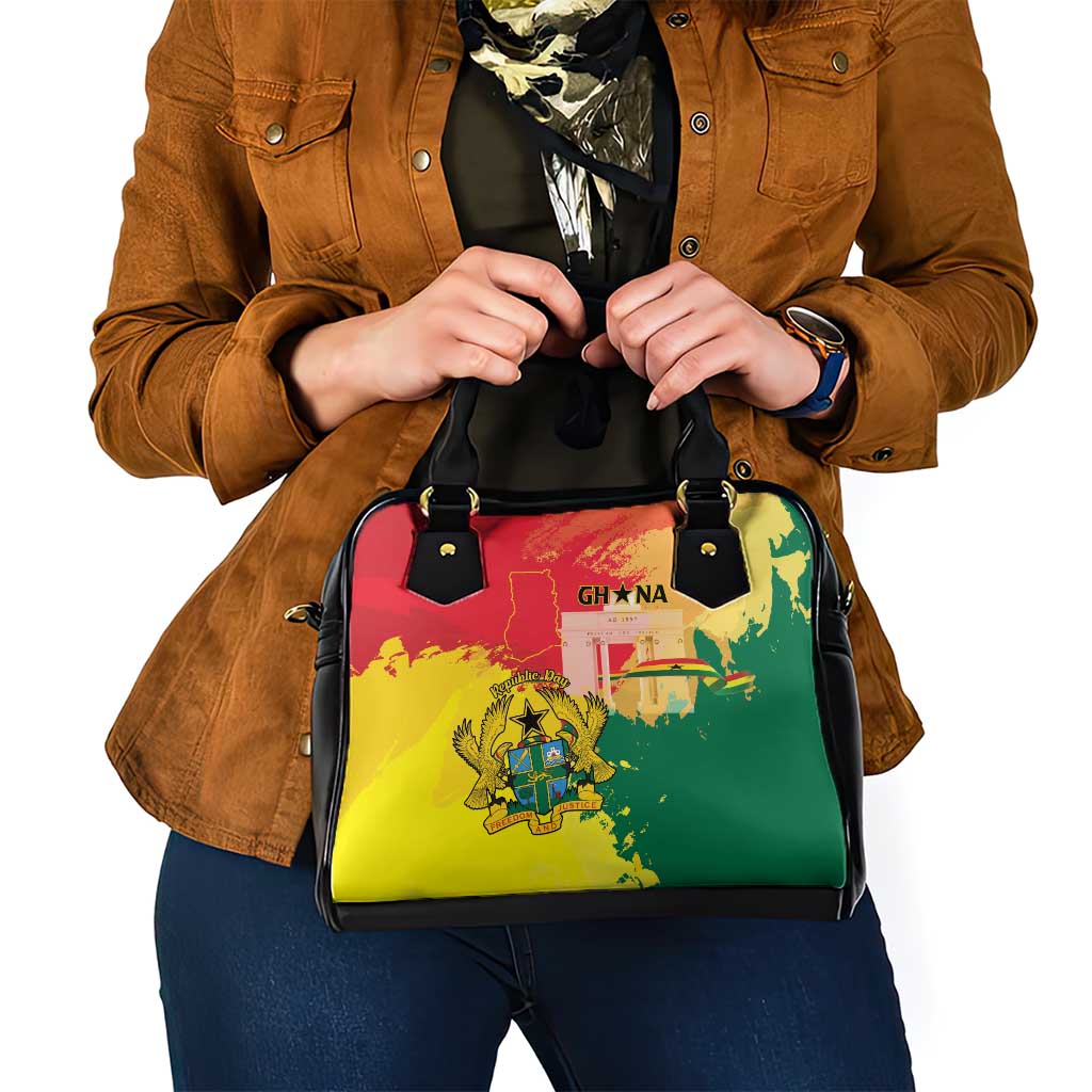 Ghana Republic Day Shoulder Handbag Black Star Square With Coat Of Arms LT15