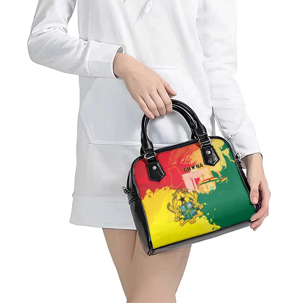 Ghana Republic Day Shoulder Handbag Black Star Square With Coat Of Arms LT15