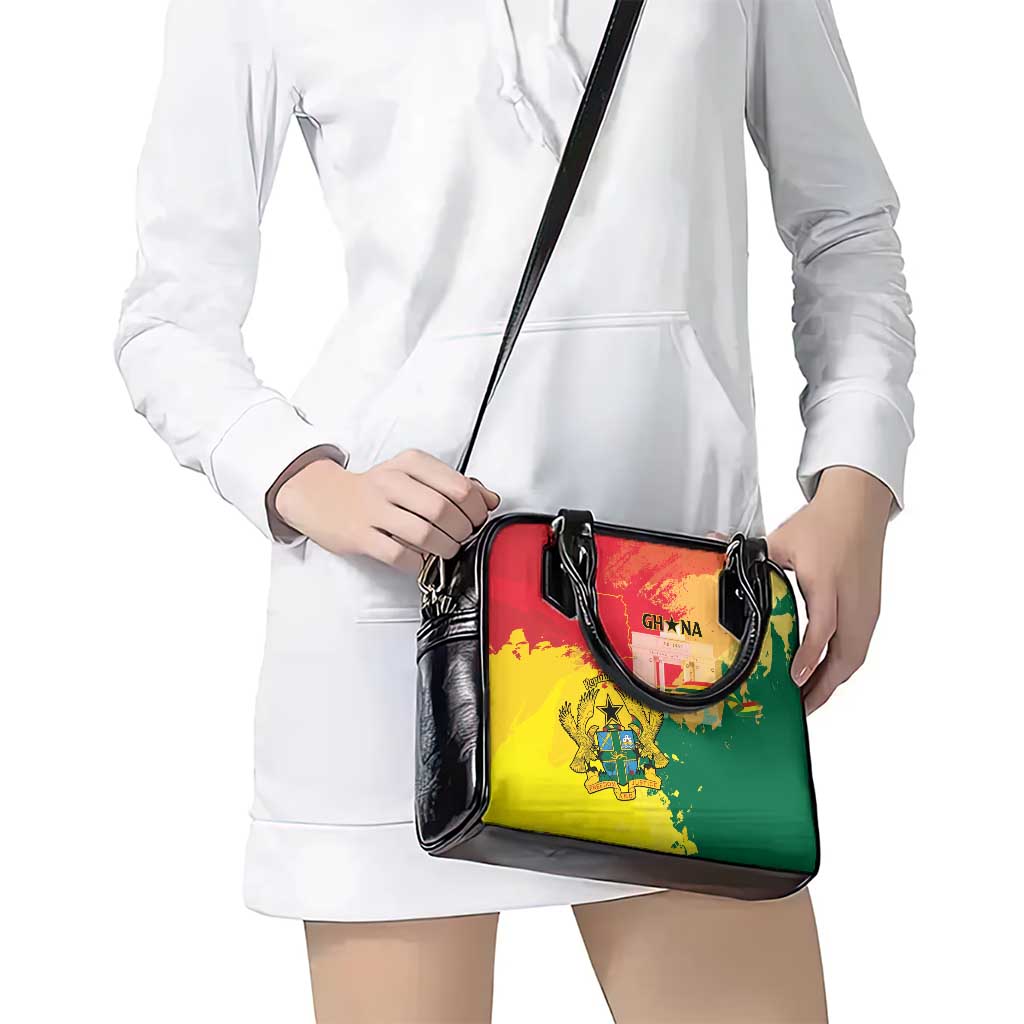 Ghana Republic Day Shoulder Handbag Black Star Square With Coat Of Arms LT15