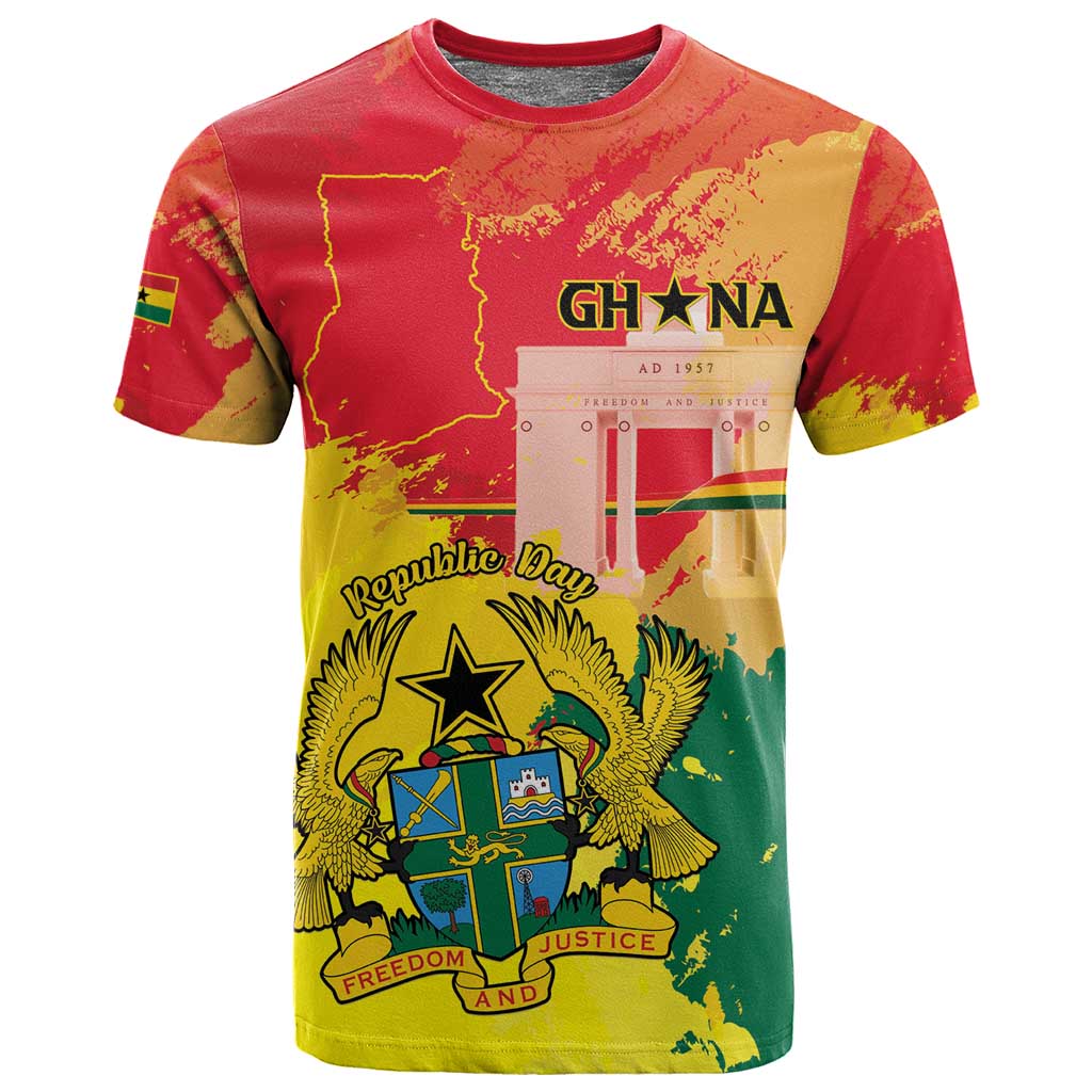 Personalized Ghana Republic Day T shirt Black Star Square - Grunge Style LT15