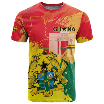 Personalized Ghana Republic Day T shirt Black Star Square - Grunge Style LT15