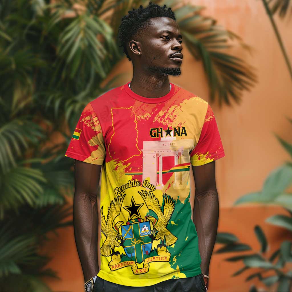 Personalized Ghana Republic Day T shirt Black Star Square - Grunge Style LT15