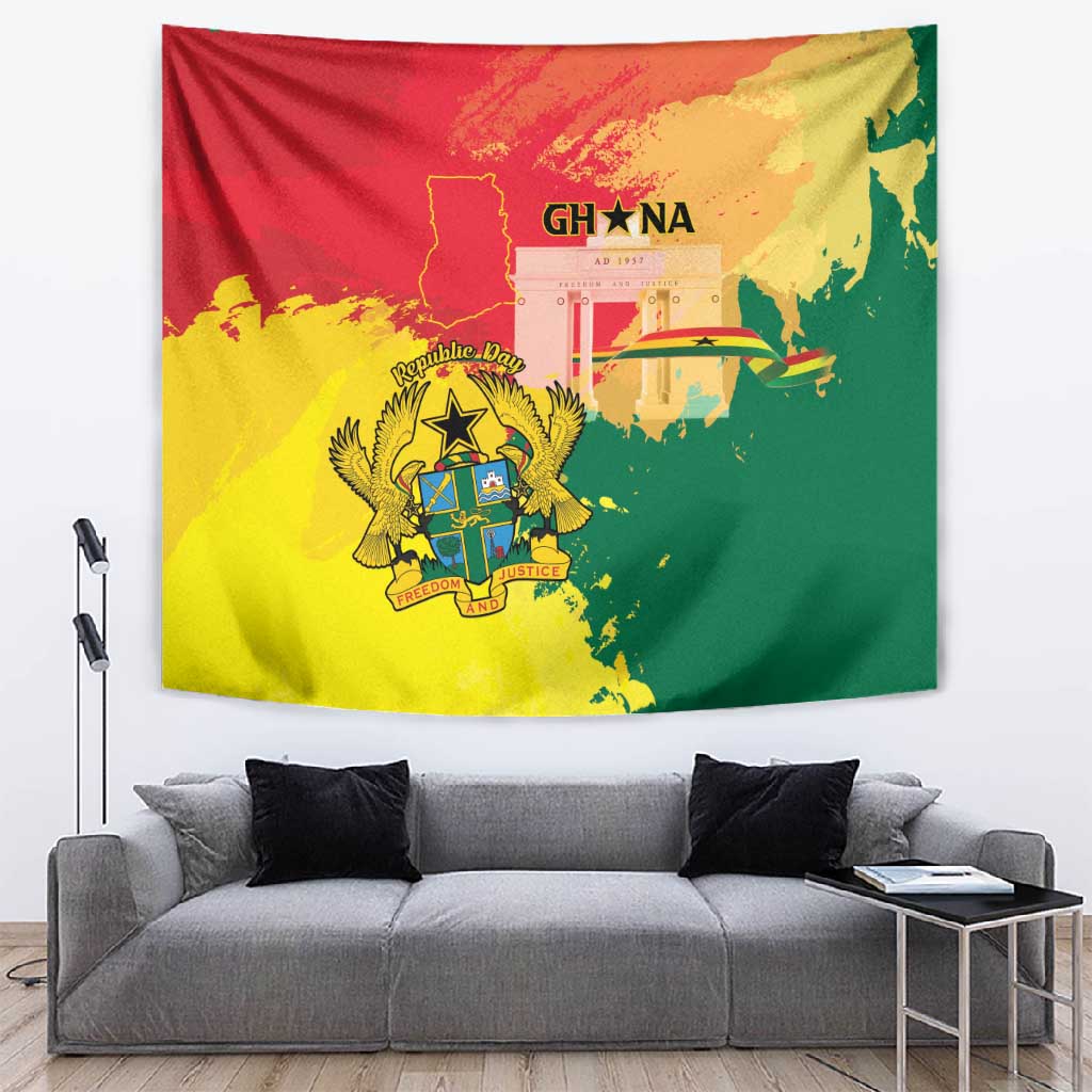 Ghana Republic Day Tapestry Black Star Square - Grunge Style LT15