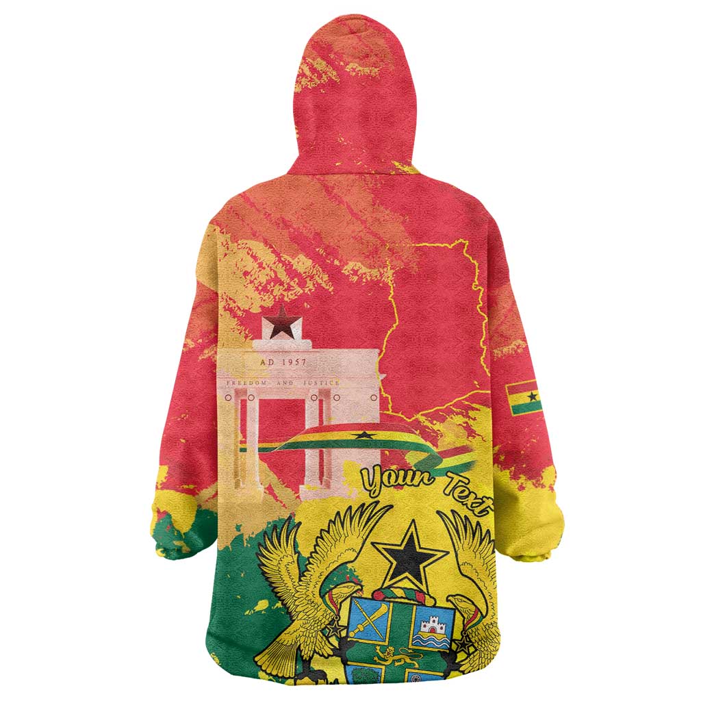 Personalized Ghana Republic Day Wearable Blanket Hoodie Black Star Square - Grunge Style LT15