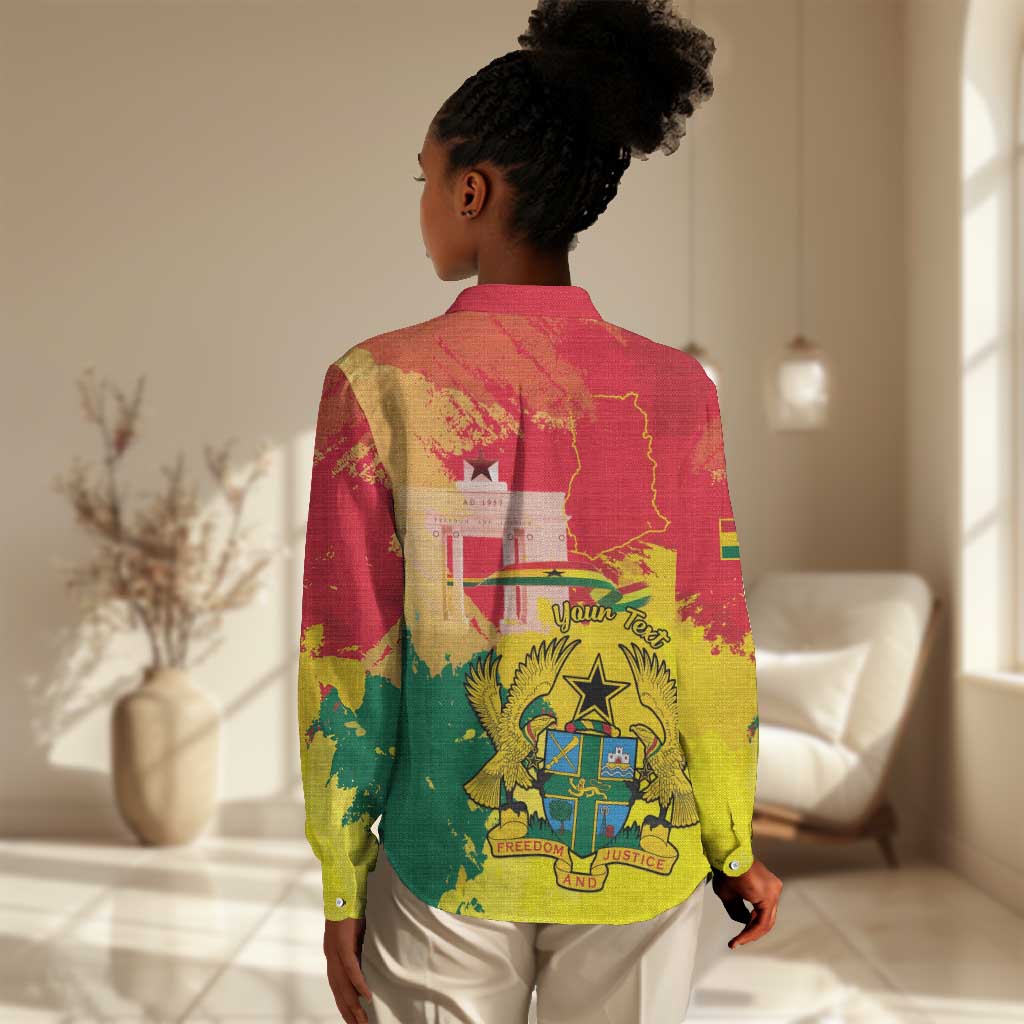 Personalized Ghana Republic Day Women Casual Shirt Black Star Square - Grunge Style LT15