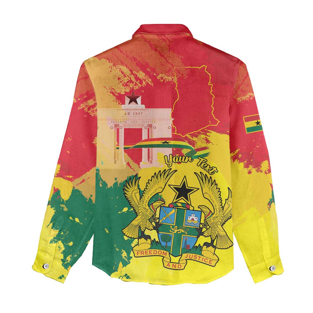 Personalized Ghana Republic Day Women Casual Shirt Black Star Square - Grunge Style LT15