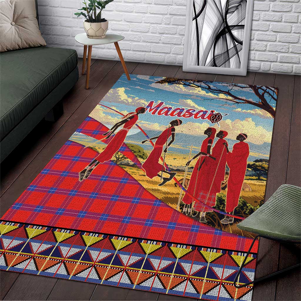Maasai Adumu Dance Area Rug Shuka Pattern - Kenya Safari LT15