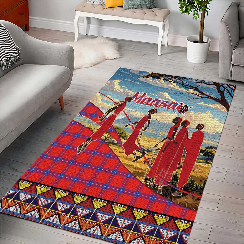 Maasai Adumu Dance Area Rug Shuka Pattern - Kenya Safari LT15