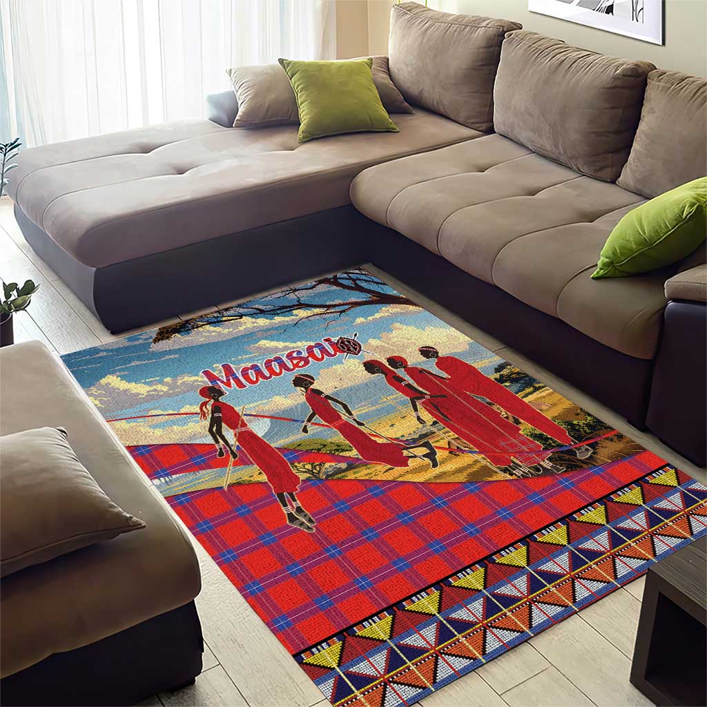 Maasai Adumu Dance Area Rug Shuka Pattern - Kenya Safari LT15