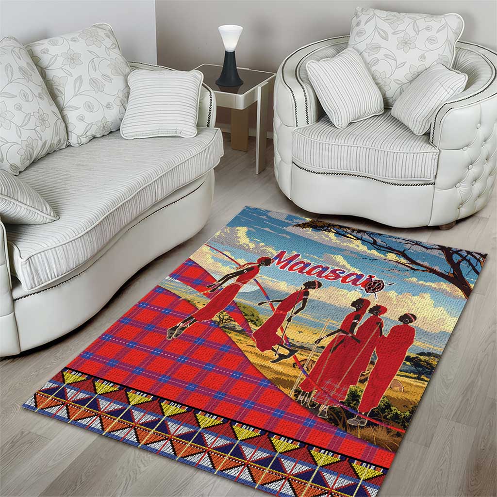 Maasai Adumu Dance Area Rug Shuka Pattern - Kenya Safari LT15