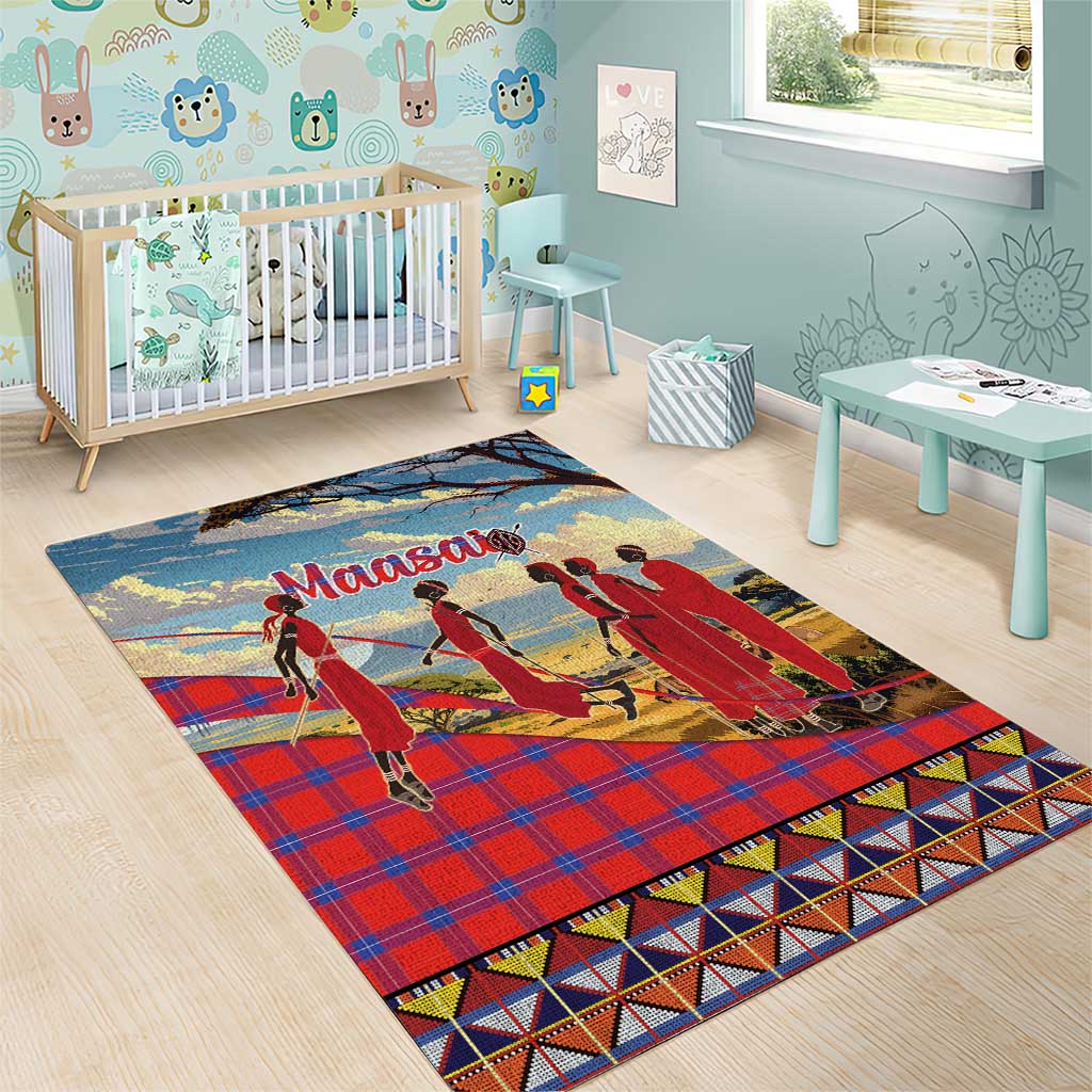 Maasai Adumu Dance Area Rug Shuka Pattern - Kenya Safari LT15