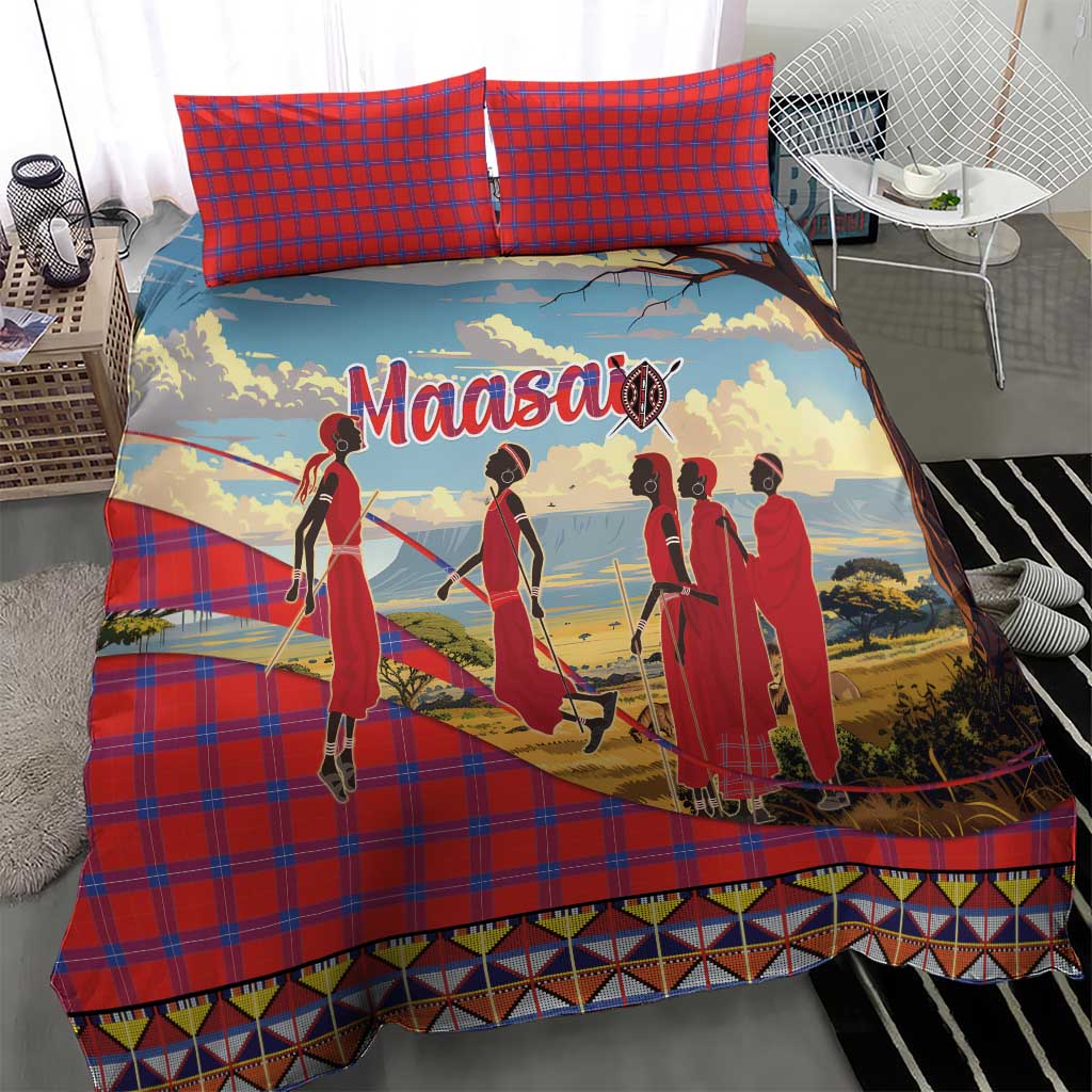 Maasai Adumu Dance Bedding Set Shuka Pattern - Kenya Safari LT15