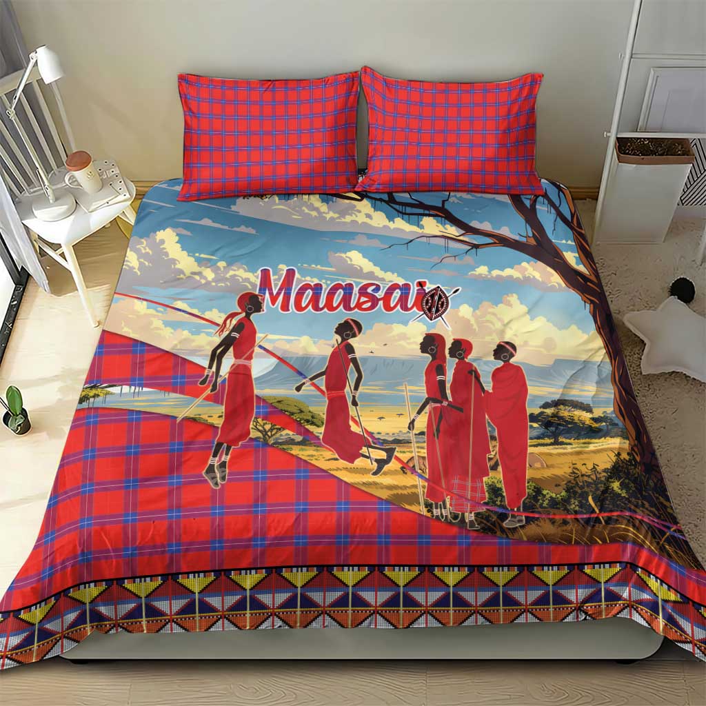 Maasai Adumu Dance Bedding Set Shuka Pattern - Kenya Safari LT15
