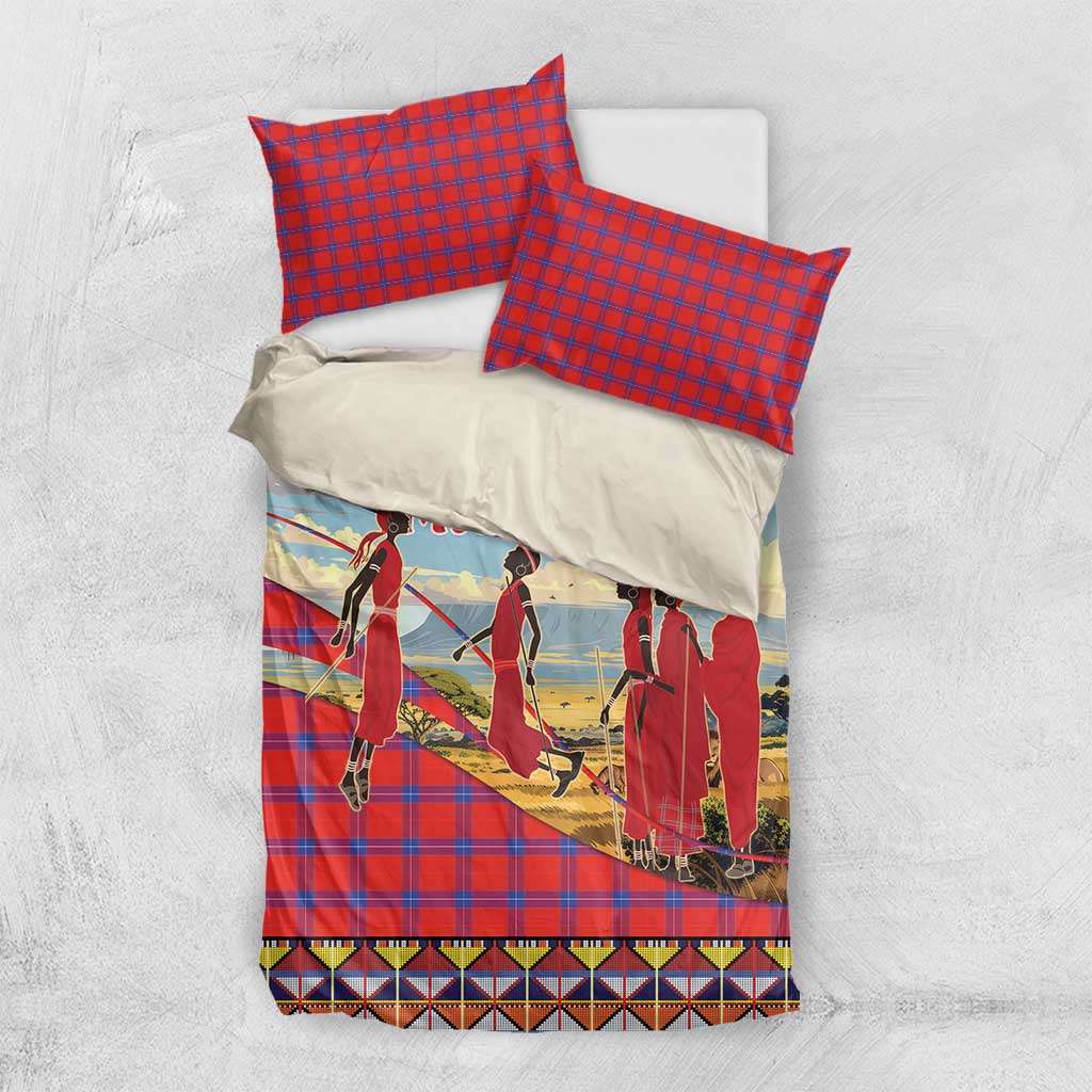 Maasai Adumu Dance Bedding Set Shuka Pattern - Kenya Safari LT15