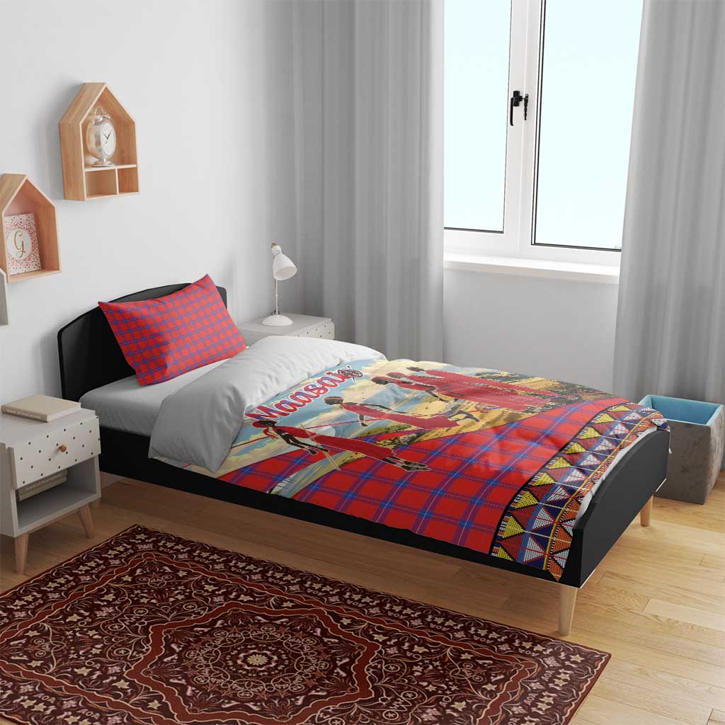 Maasai Adumu Dance Bedding Set Shuka Pattern - Kenya Safari LT15