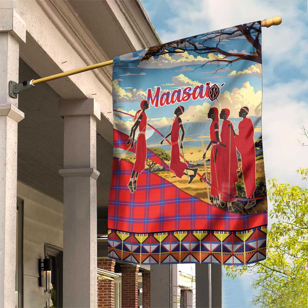 Maasai Adumu Dance Garden Flag Shuka Pattern - Kenya Safari LT15