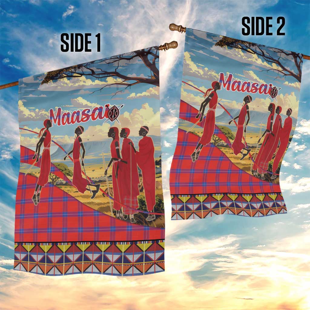 Maasai Adumu Dance Garden Flag Shuka Pattern - Kenya Safari LT15