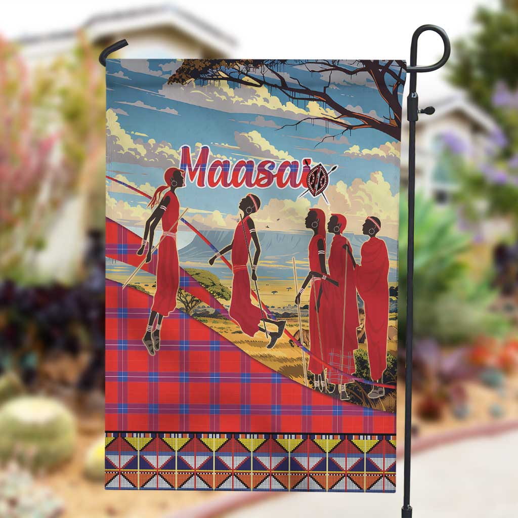 Maasai Adumu Dance Garden Flag Shuka Pattern - Kenya Safari LT15