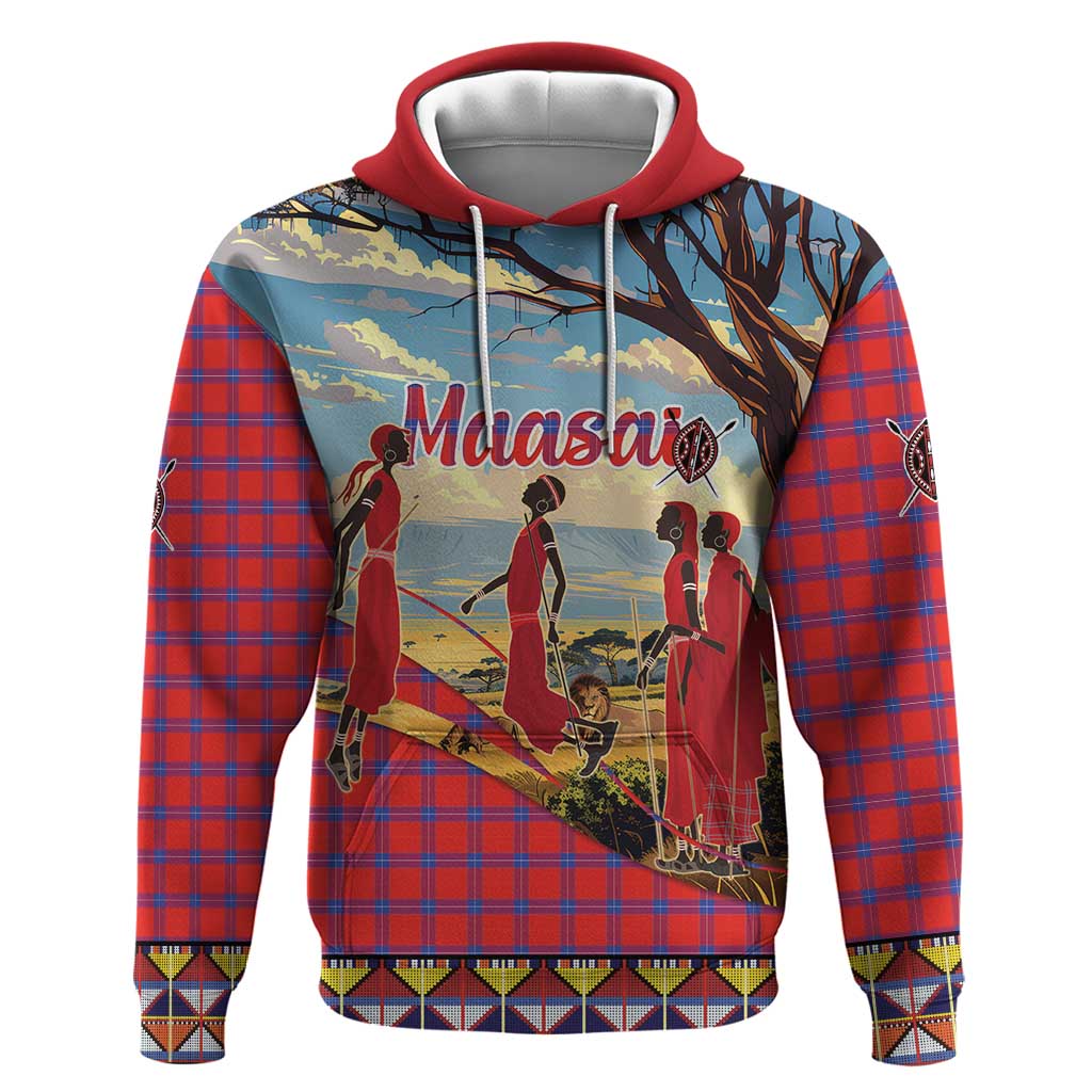 Kenya Adumu Dance Hoodie Maasai Shuka Pattern - Kenyan Safari LT15