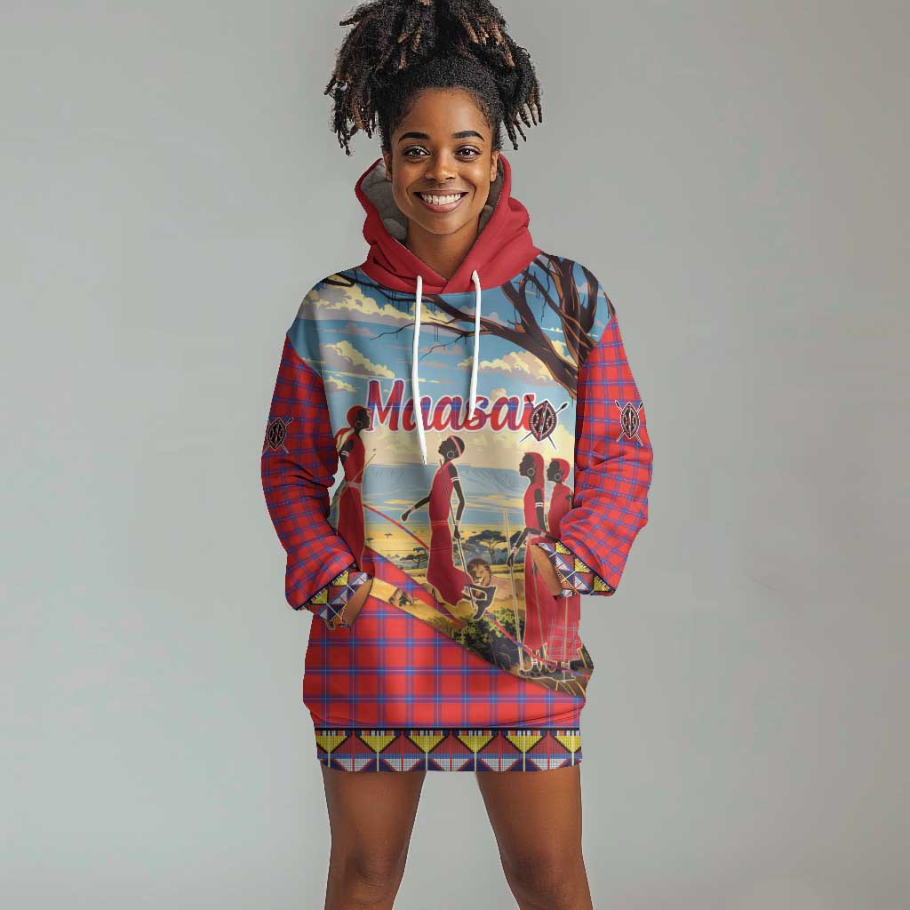 Maasai Adumu Dance Hoodie Dress Shuka Pattern - Kenya Safari LT15