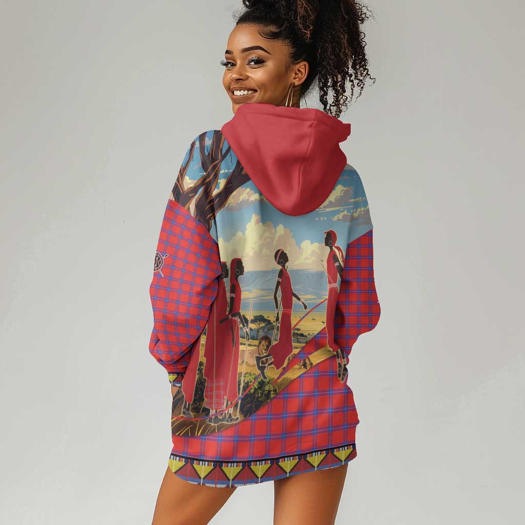 Maasai Adumu Dance Hoodie Dress Shuka Pattern - Kenya Safari LT15
