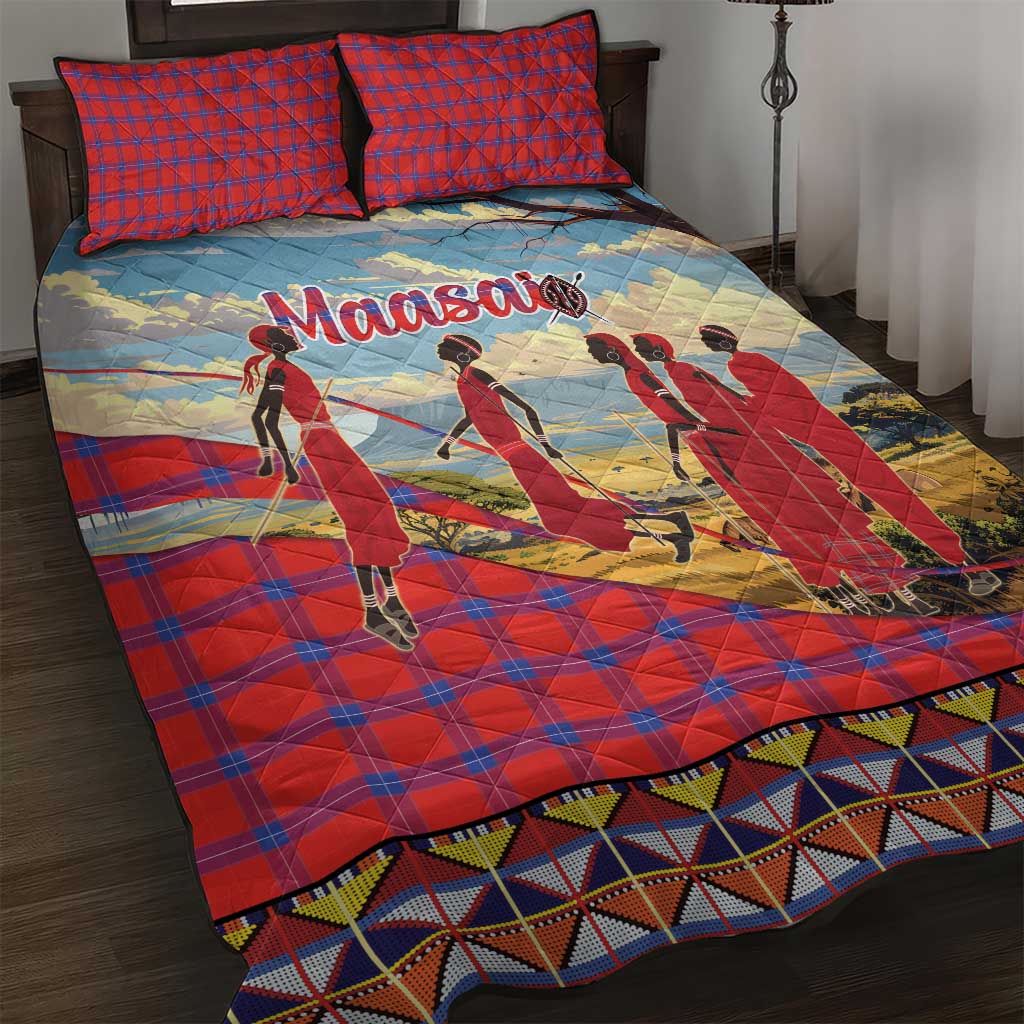 Maasai Adumu Dance Quilt Bed Set Shuka Pattern - Kenya Safari LT15