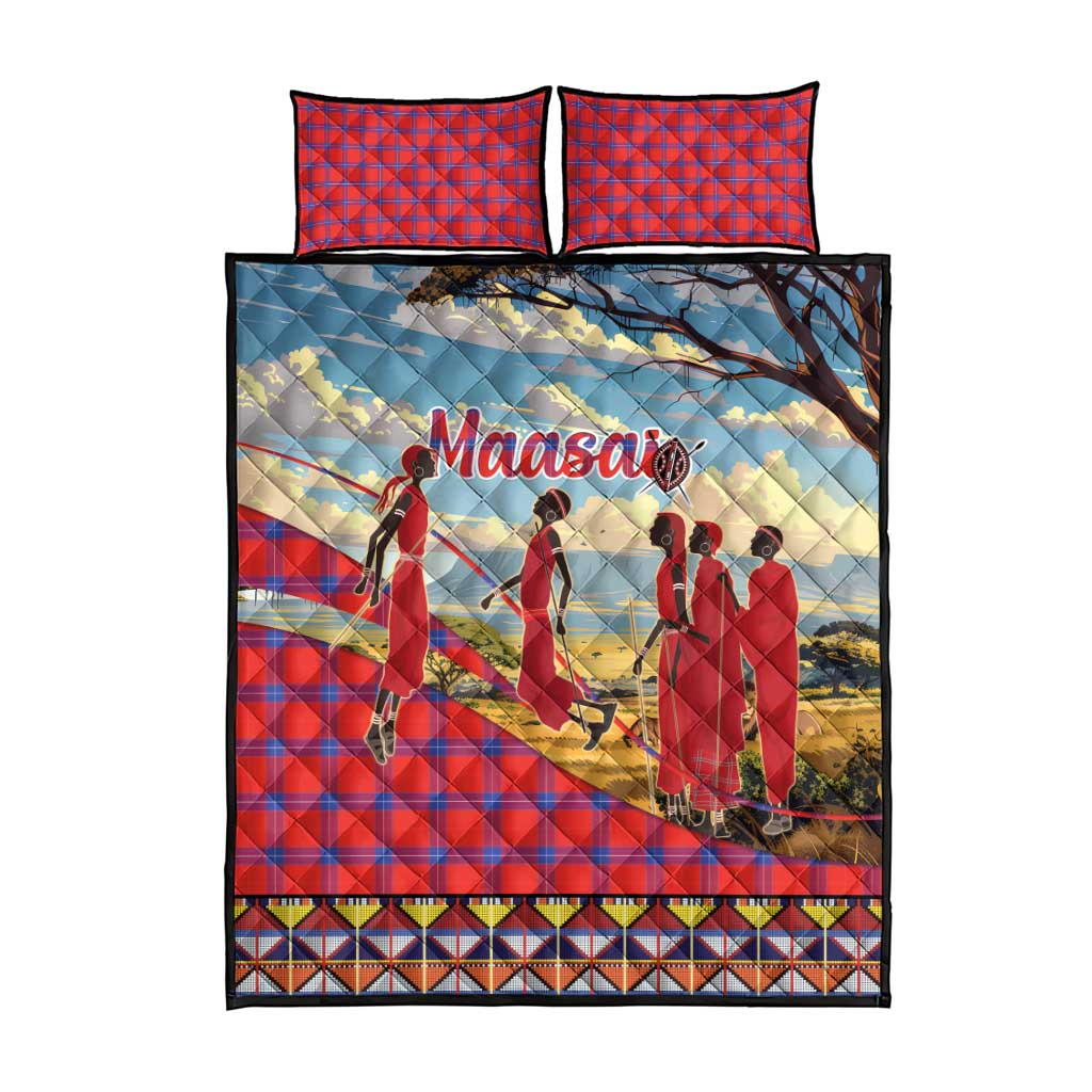 Maasai Adumu Dance Quilt Bed Set Shuka Pattern - Kenya Safari LT15
