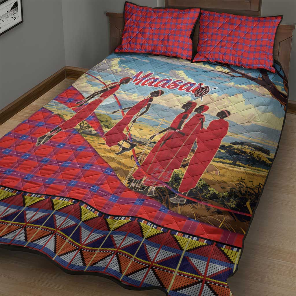 Maasai Adumu Dance Quilt Bed Set Shuka Pattern - Kenya Safari LT15