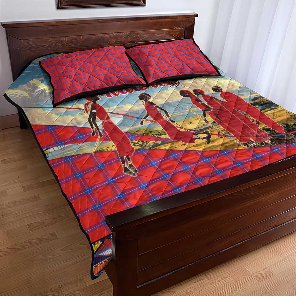 Maasai Adumu Dance Quilt Bed Set Shuka Pattern - Kenya Safari LT15