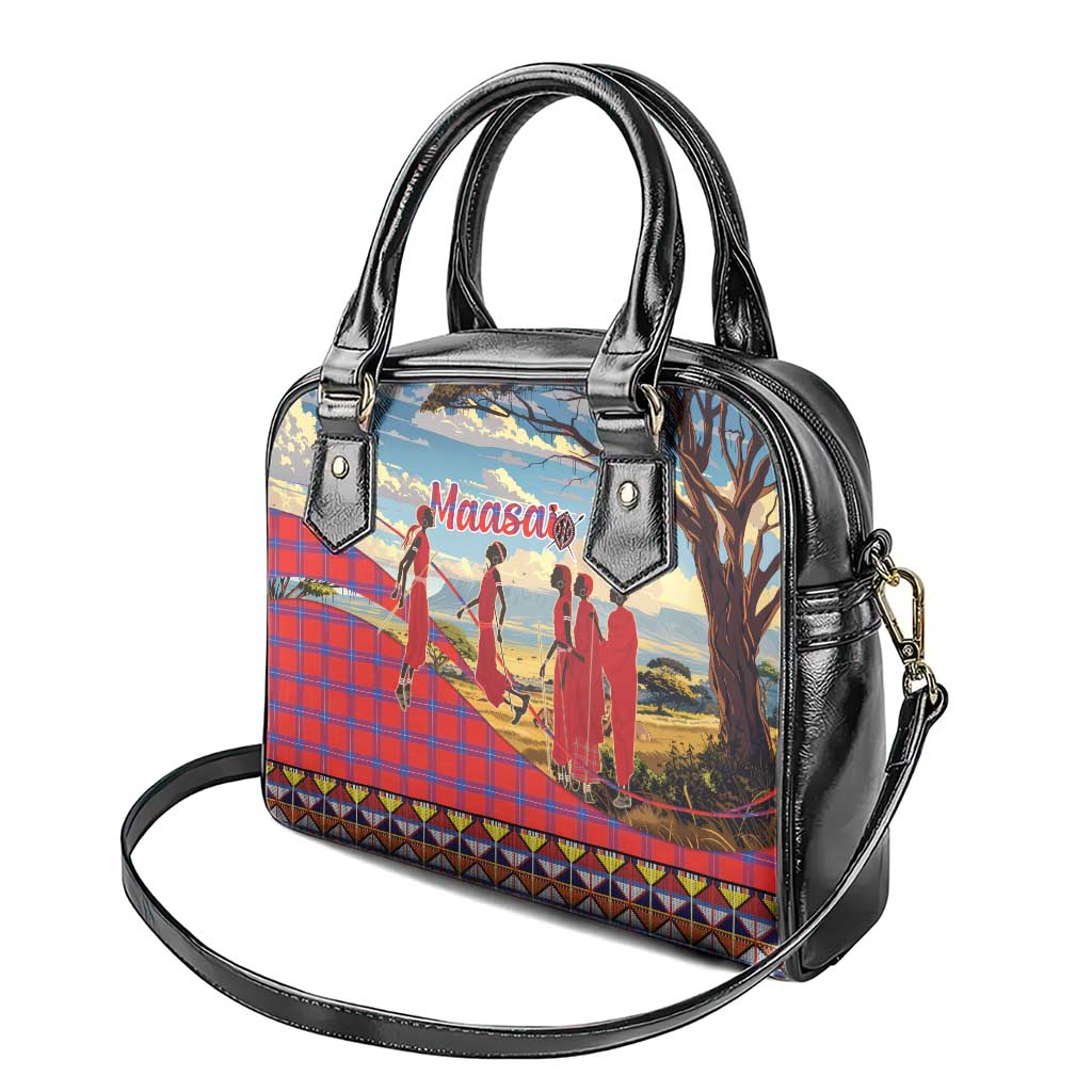 Kenya Adumu Dance Shoulder Handbag Maasai Shuka Pattern - Kenyan Safari LT15