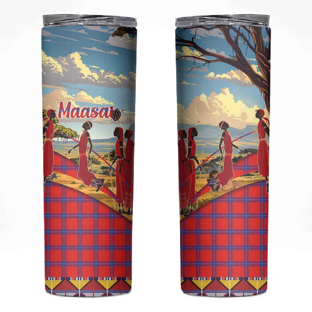 Maasai Adumu Dance Skinny Tumbler Shuka Pattern - Kenya Safari LT15