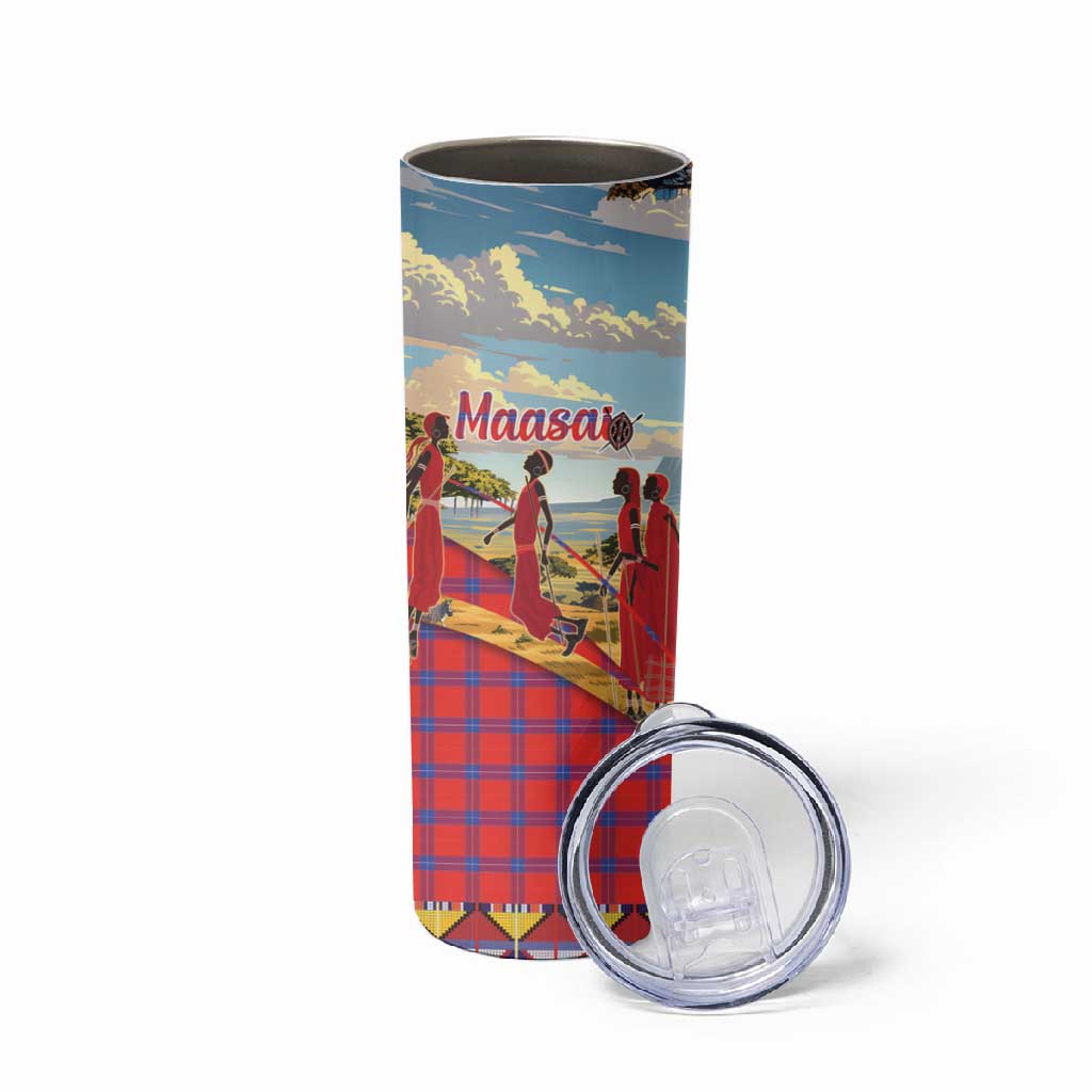 Maasai Adumu Dance Skinny Tumbler Shuka Pattern - Kenya Safari LT15