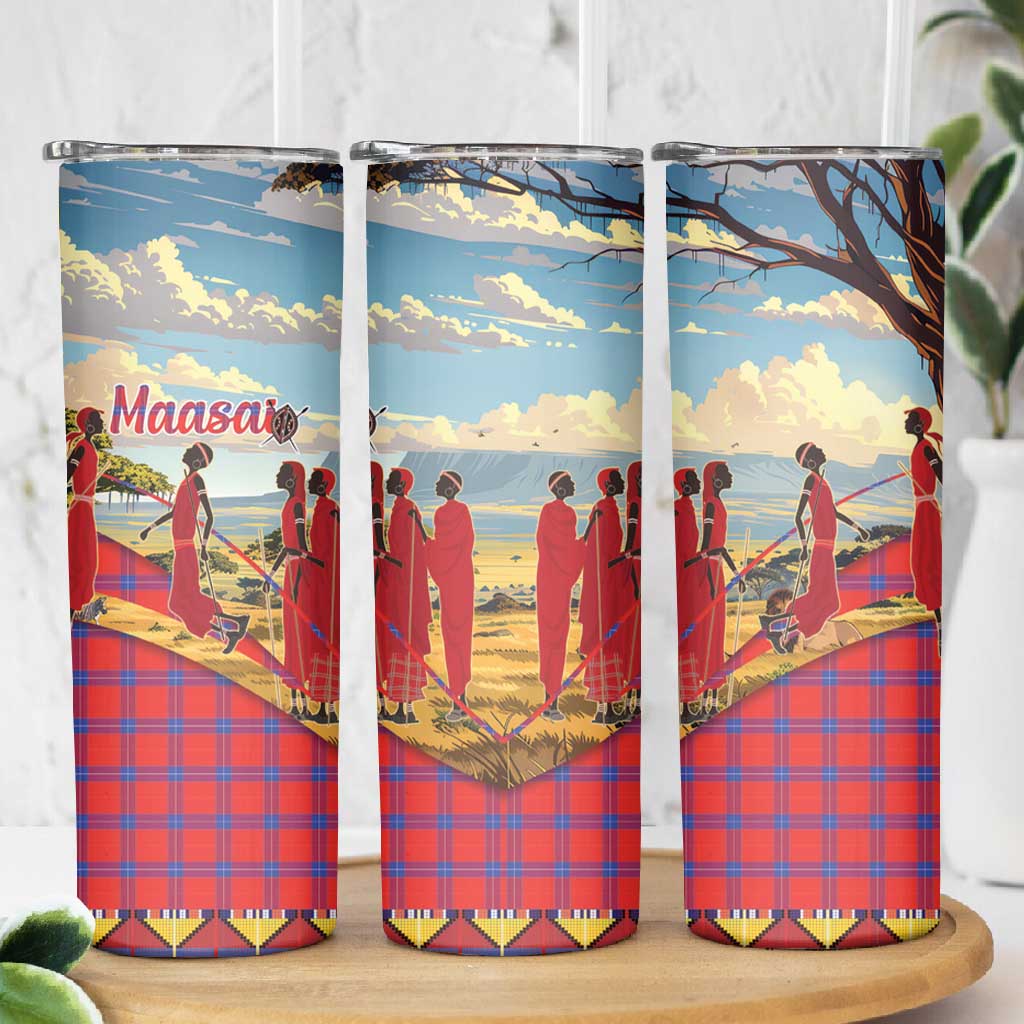 Maasai Adumu Dance Skinny Tumbler Shuka Pattern - Kenya Safari LT15
