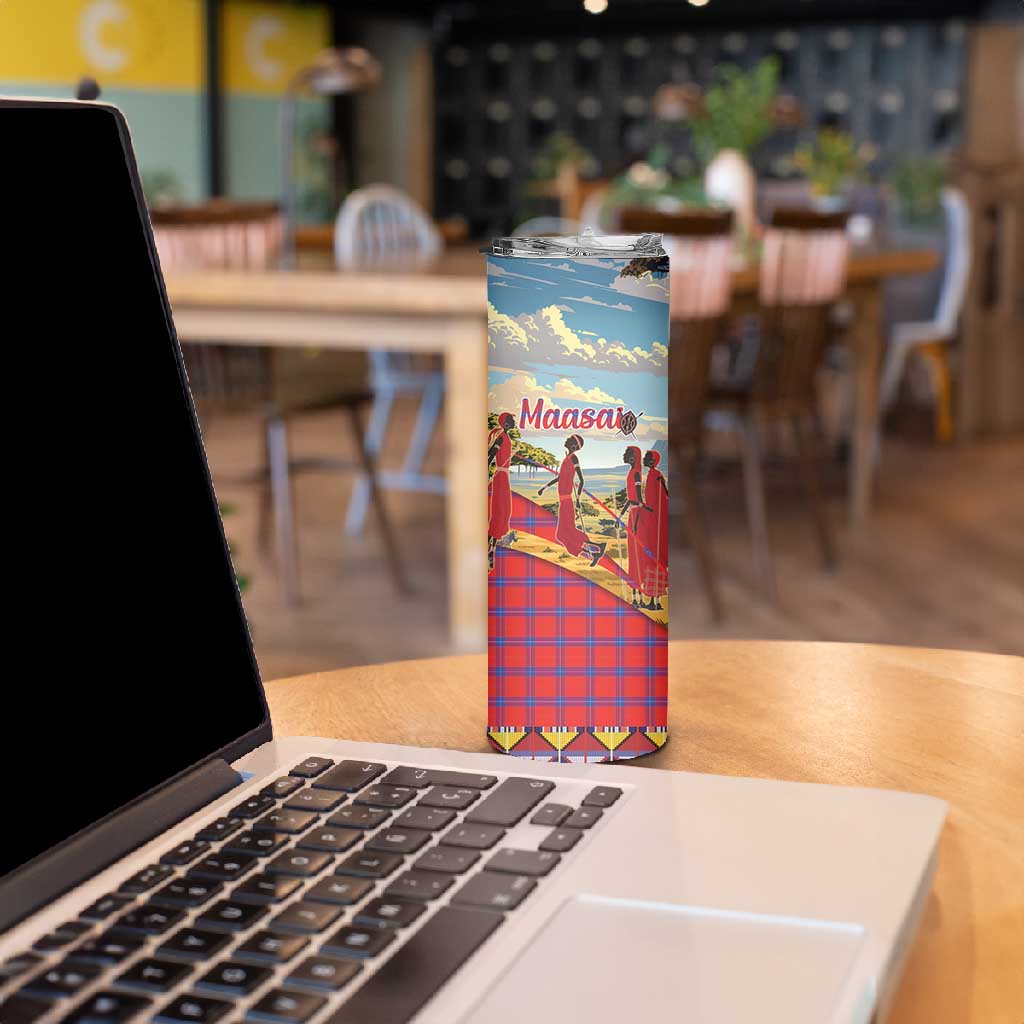 Maasai Adumu Dance Skinny Tumbler Shuka Pattern - Kenya Safari LT15
