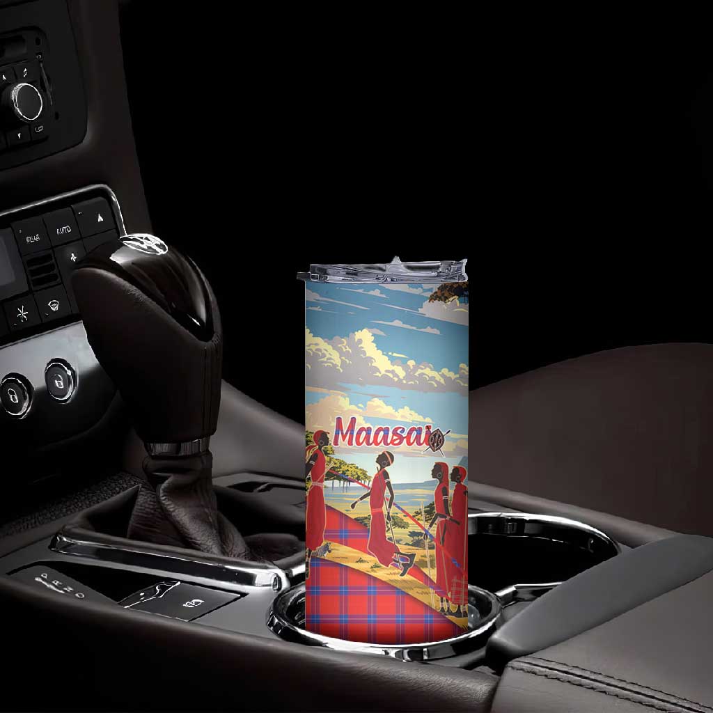 Maasai Adumu Dance Skinny Tumbler Shuka Pattern - Kenya Safari LT15
